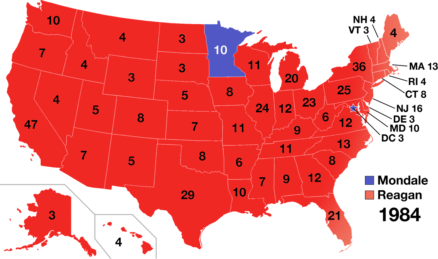 Electoral map for 1984 U.S. Presidential election