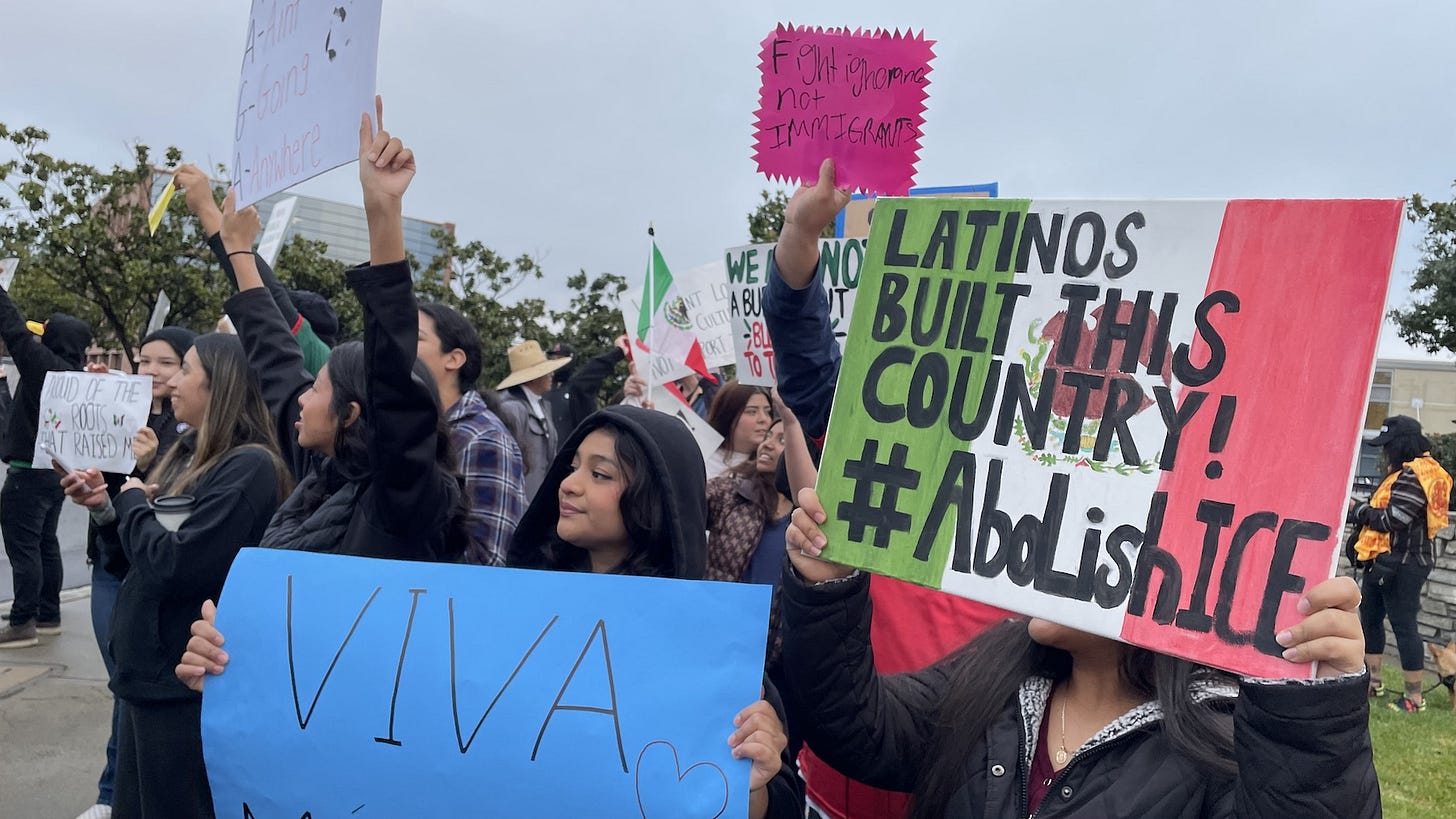 Hundreds of people attended Friday’s protest of President Donald Trump’s immigration and deportation policies in San Marcos. Steve Puterski photo