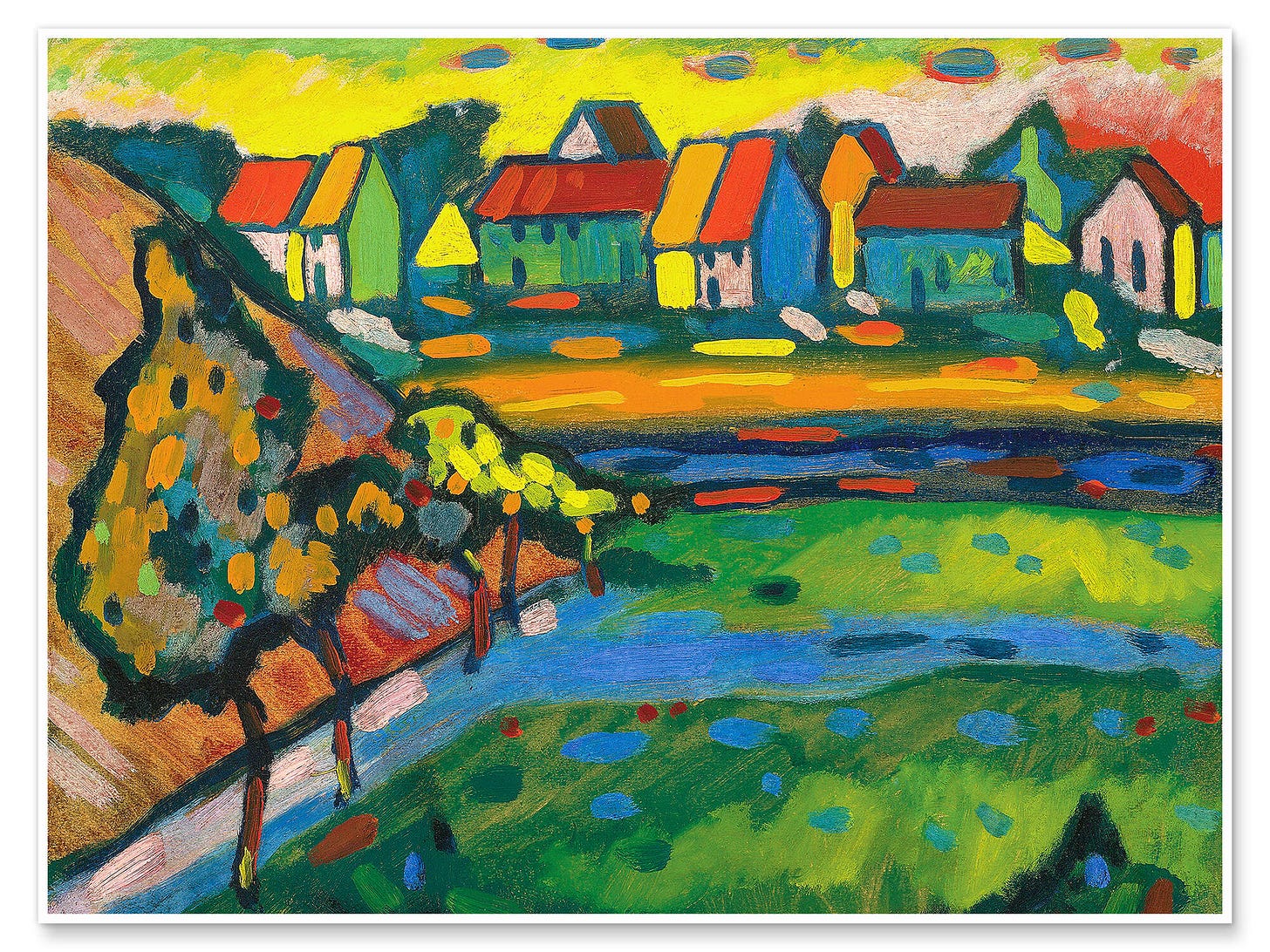 Bavarian village with field print by Wassily Kandinsky | Posterlounge