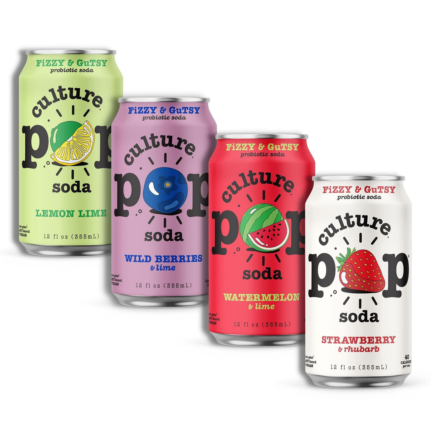 Culture Pop Soda Sparkling Probiotic Drink, 45 Calories Per Can, Vegan Soda  for Gut Health, Non-GMO, GF, No Added Sugar, 12 Pack, 12 Fl Oz Cans, Jazzy  ...