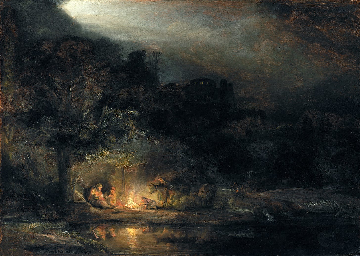 Landscape with the Rest on the Flight into Egypt by Rembrandt van Rijn ...