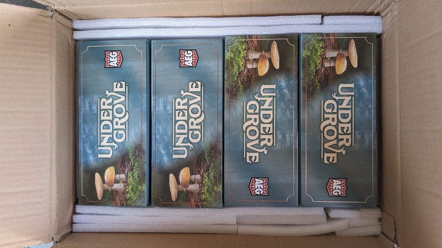 Four boxes of Undergrove in a cardboard box