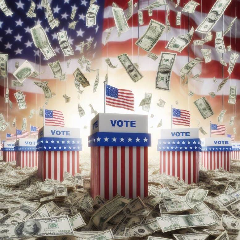 Populist election with money falling from the sky.