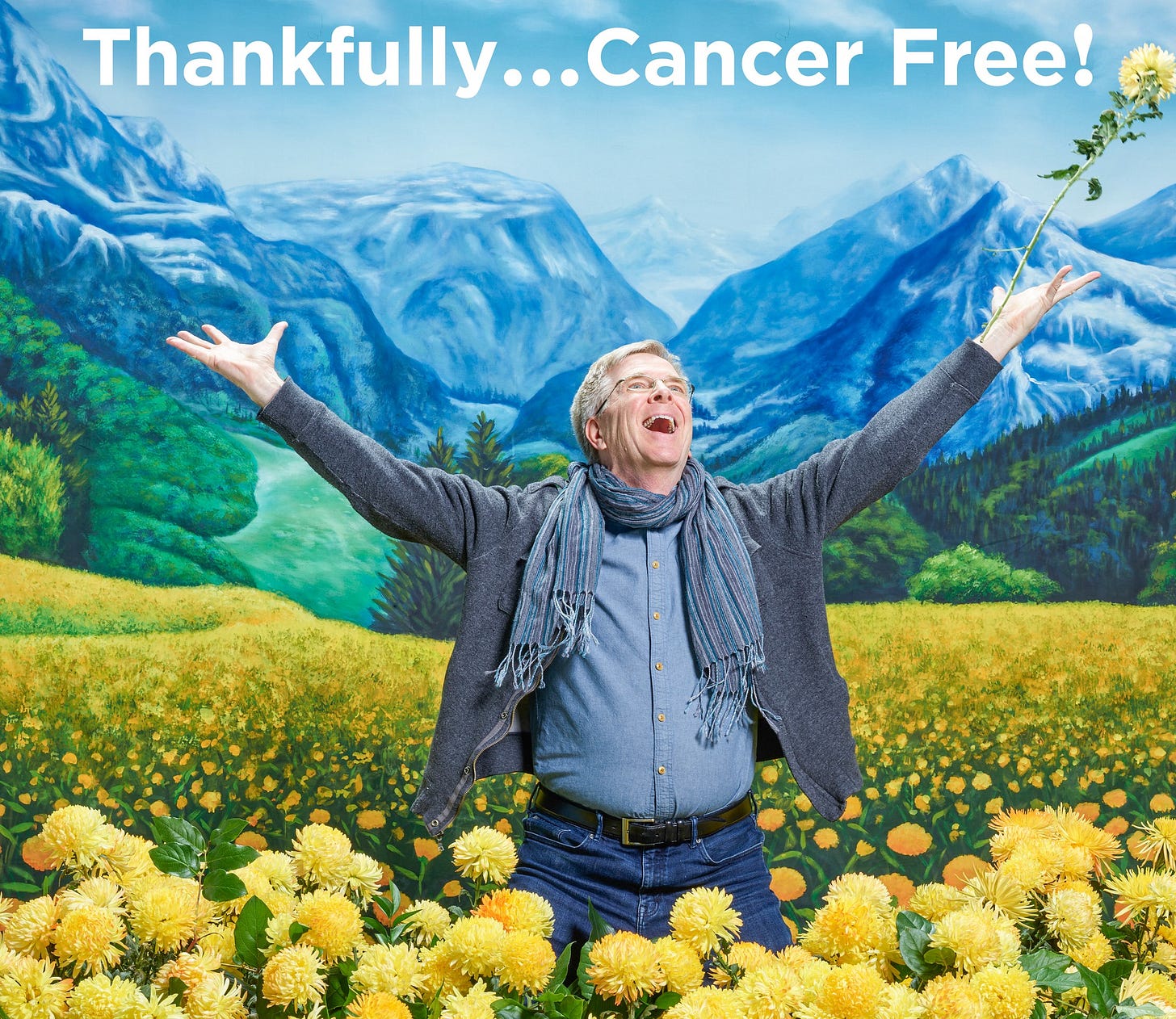 May be an image of 1 person and text that says 'Thankfully Thankfully...Cancer ...Cancer Free!'