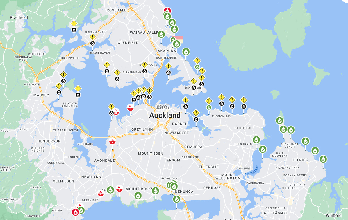 image of auckland beaches from safe swim showing water quality.