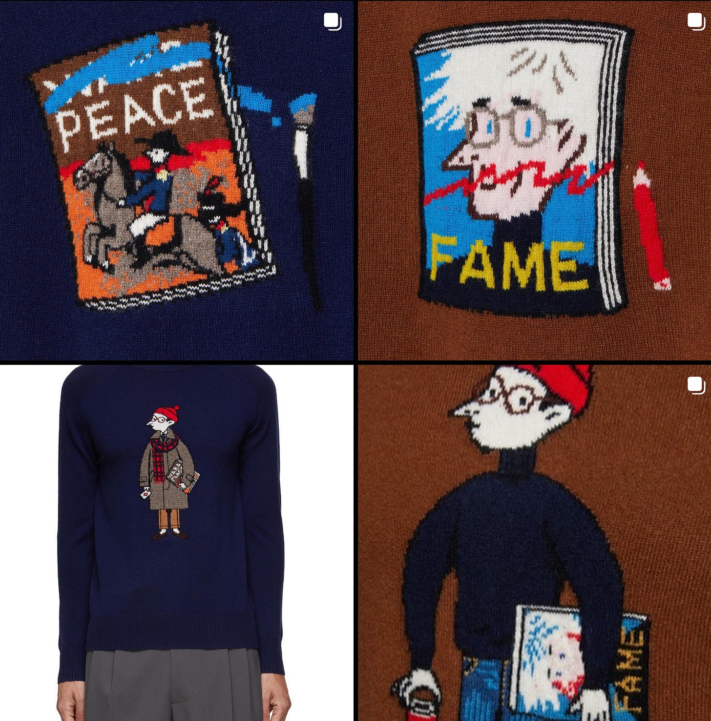 Mr. Slowboy design on Dreyden's cashmere