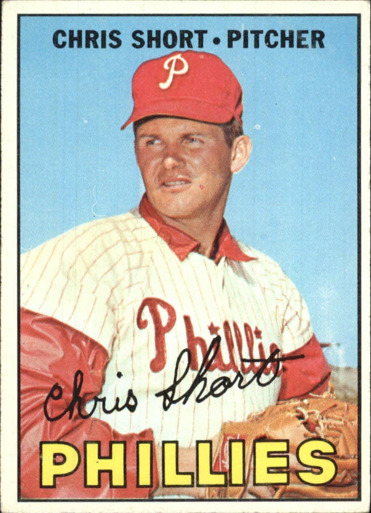 1967 Topps Philadelphia Phillies Baseball Card #395 Chris Short RC - EX - Picture 1 of 2