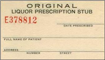 Prohibition Liquor Prescription Stub.