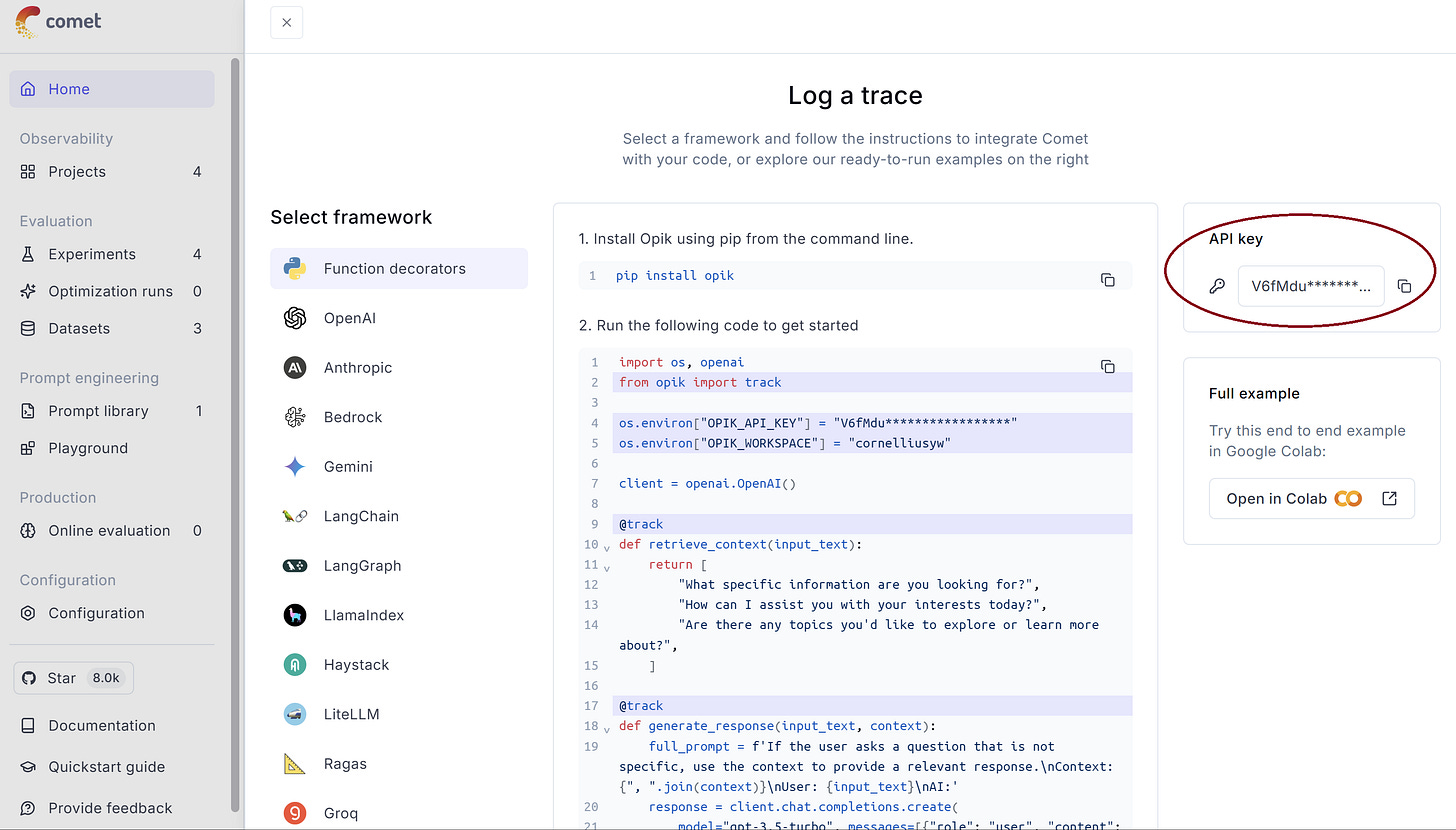 RAG Evaluation Monitoring and Logging with Opik