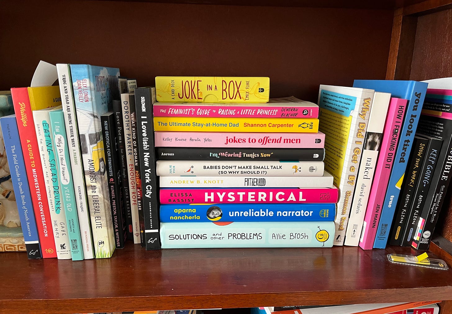 Bookshelf with funny book titles on it