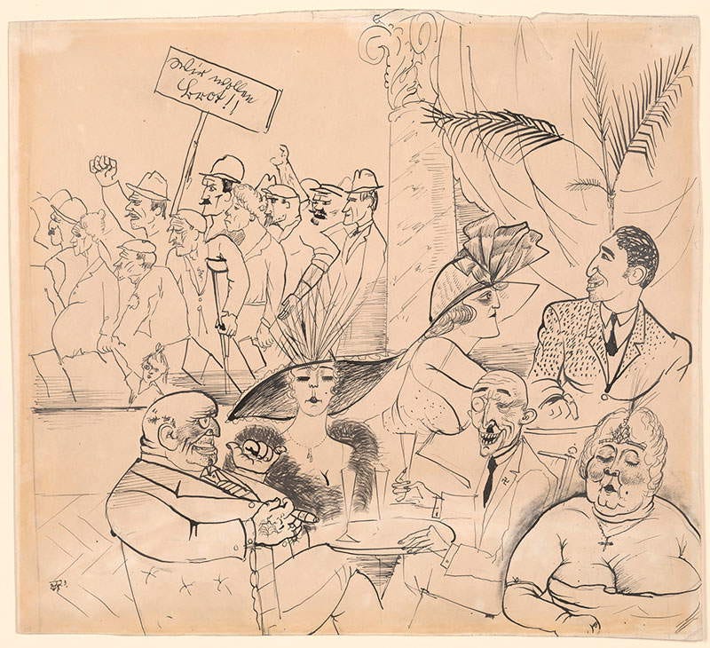 Otto Dix, Wir wollen Brot! (1923; matita e inchiostro su carta, 38,7 x 42,6 cm; New York, The Morgan Library)
