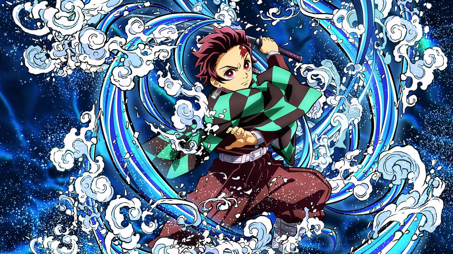Download Tanjiro Water Breathing Technique Demon Slayer Background |  Wallpapers.com