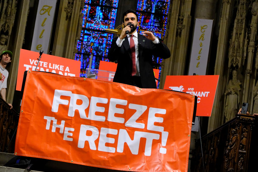 New York NY: May 15th 2025: Zohran Mamdani attends the Freeze The Rent rally at Riverside Church