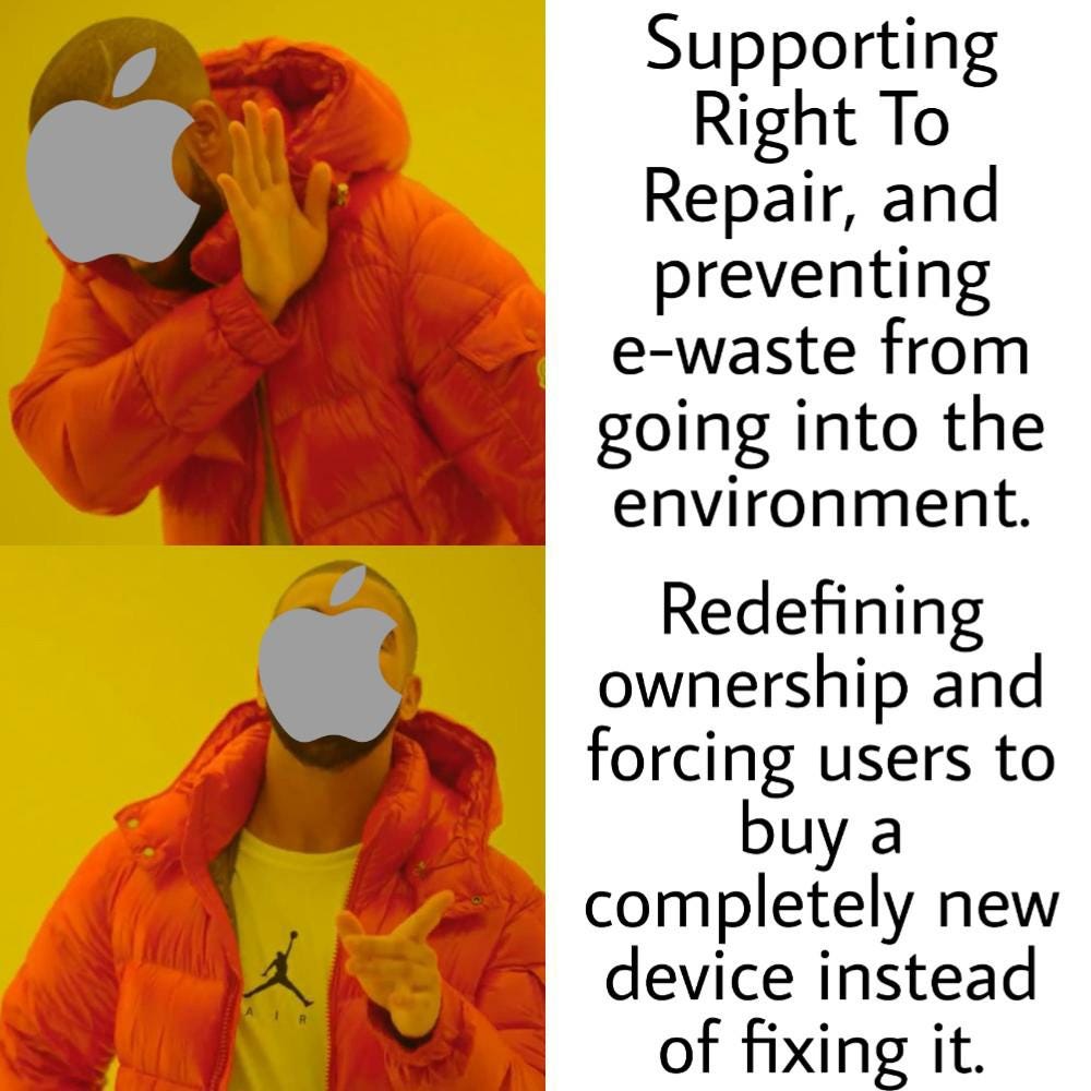 Apple bad, Right To Repair good. : r/memes