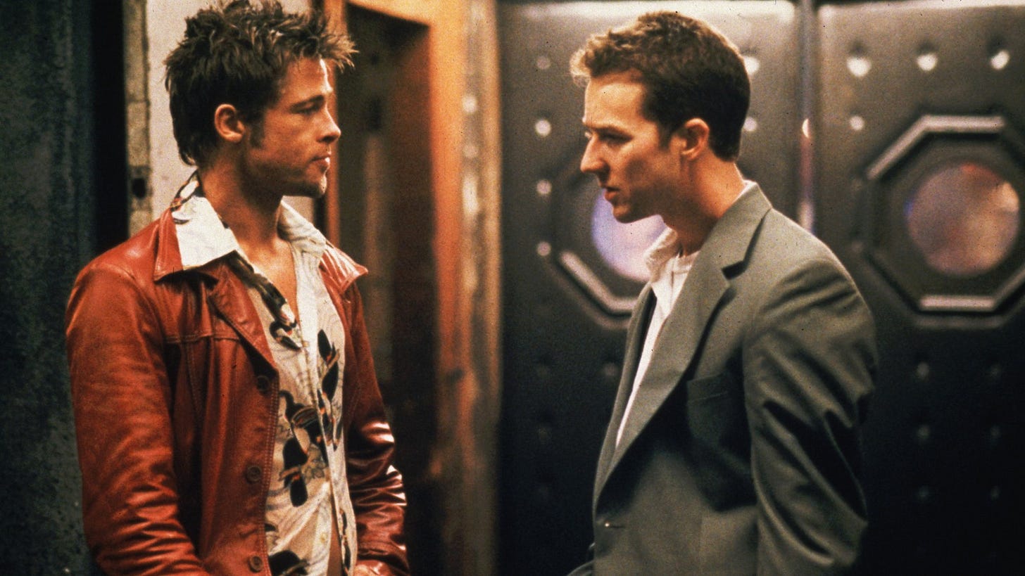 Fight Club starring Edward Norton, Brad Pitt, Eion Bailey, Jared Leto, Helena Bonham Carter, Meat Loaf, Joon B. Kim, Evan Mirand. Click here to check it out.