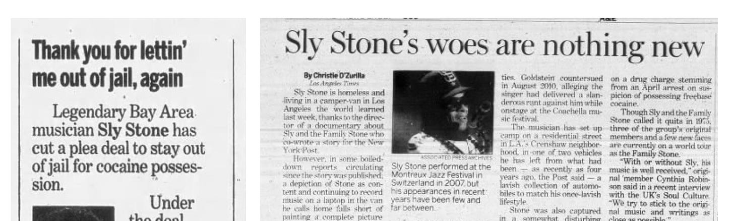 News headlines about Sly Stone