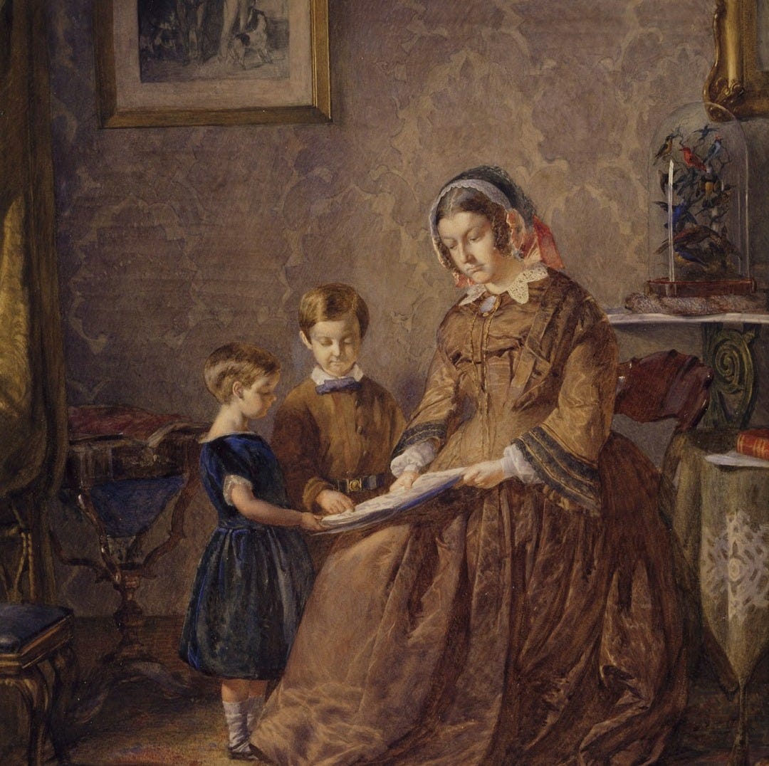 painting of woman near boy and girl