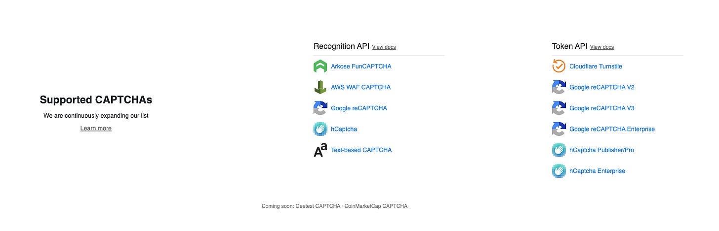 List of CAPTCHAs supported by Nopecha