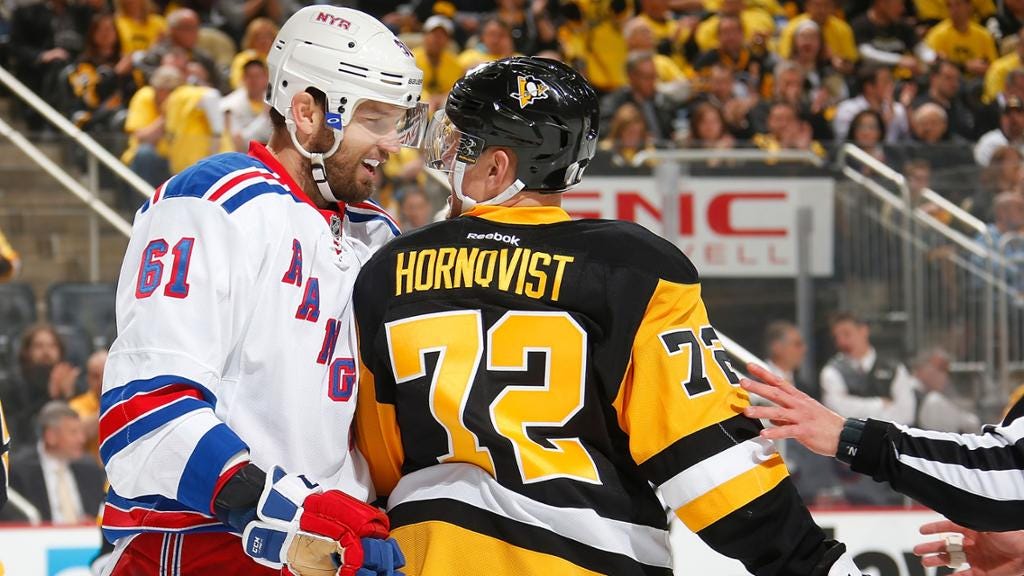 rangers knock out penguins 4 2