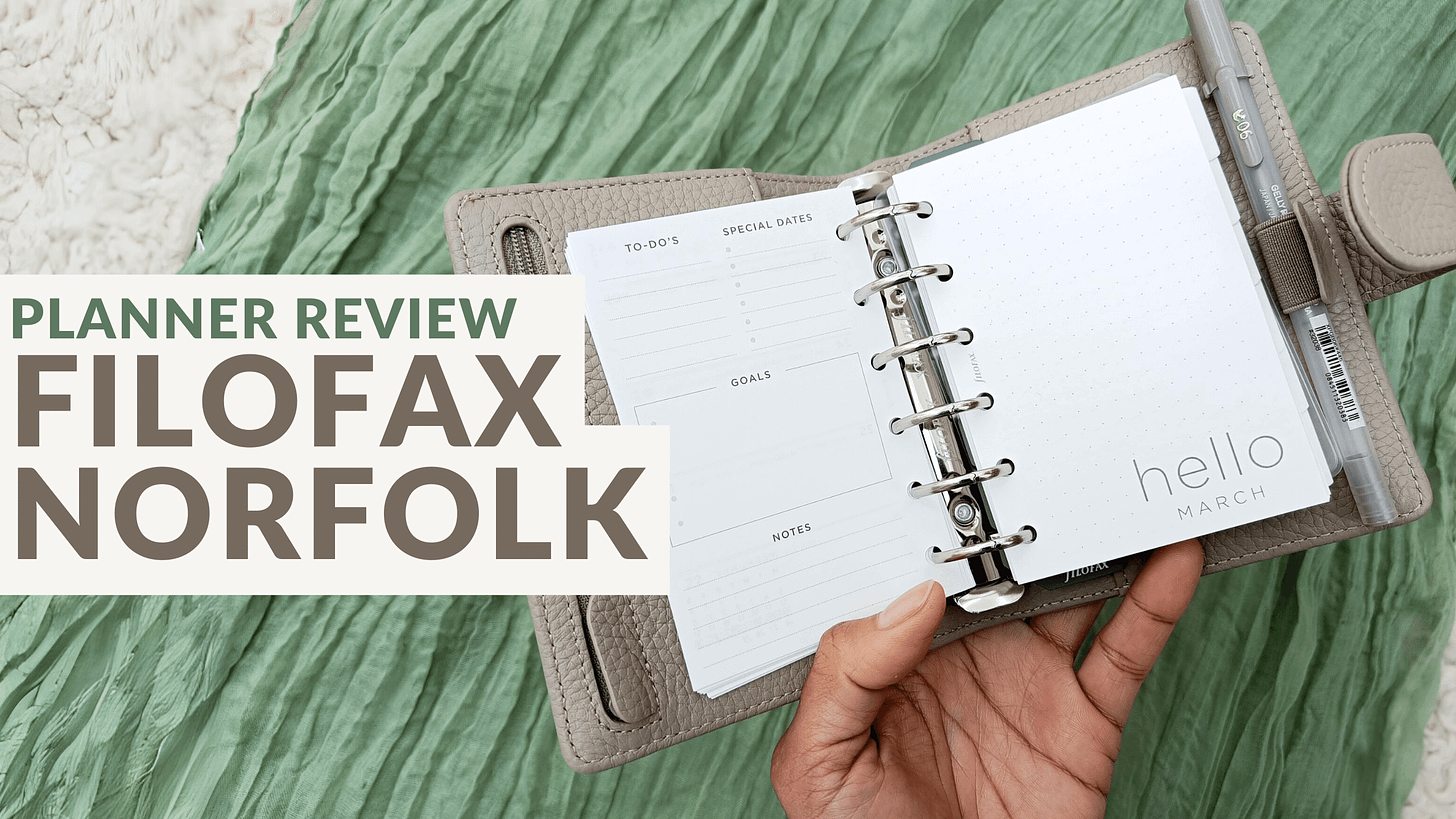 Planner Review: Filofax Norfolk. Img: hand opening small leather planner open.