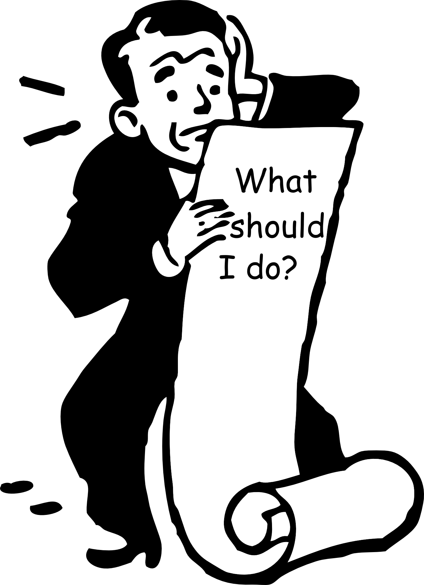Confused man holding todo list, illustration free image download
