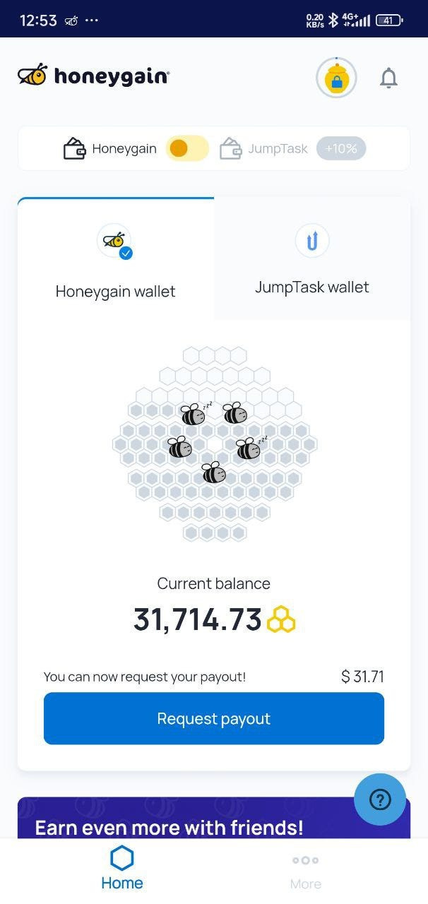 Screenshot from Honeygain App