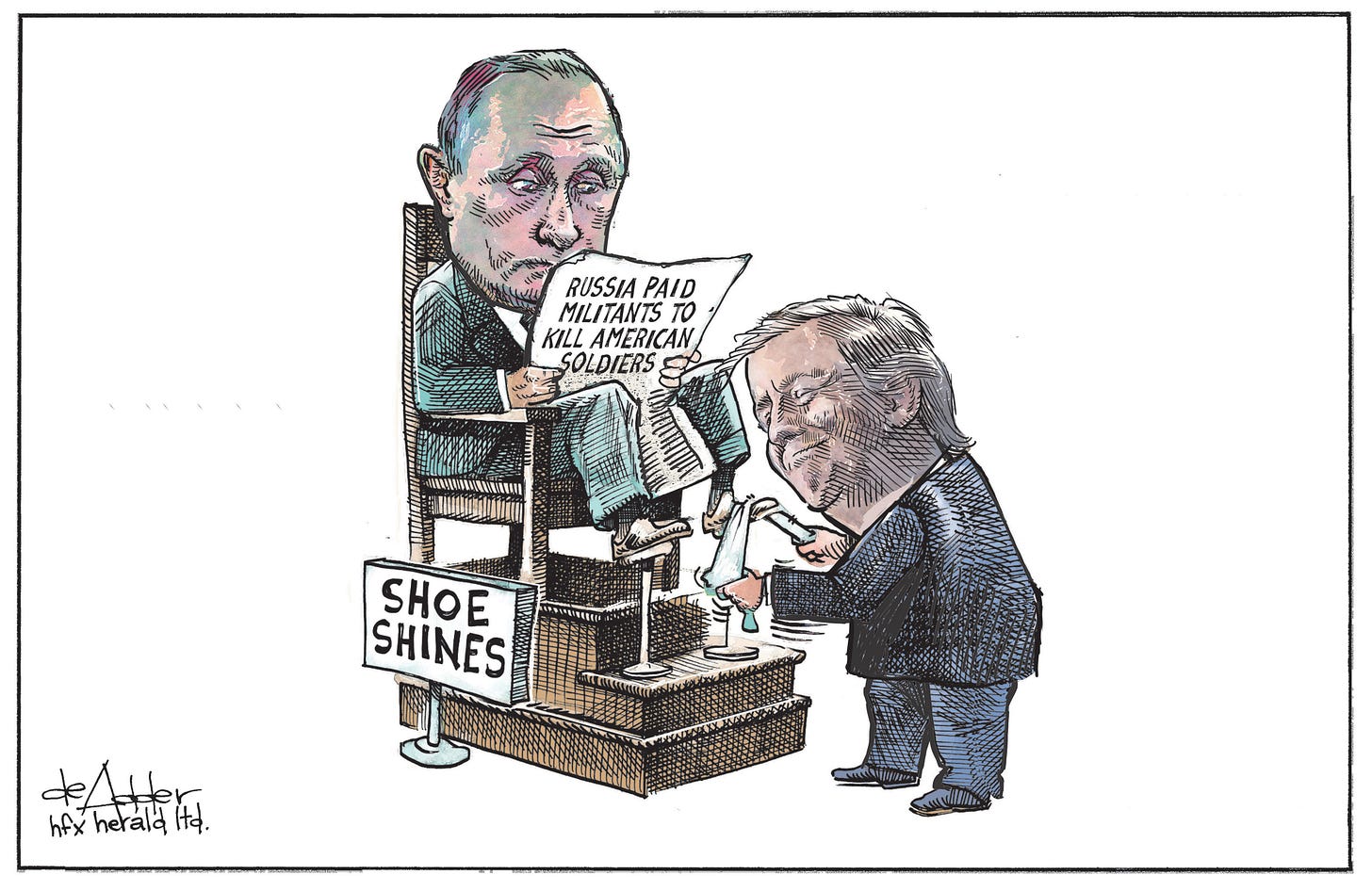 Michael de Adder on X: "Cartoon for @chronicleherald #trump #putin  #RussianBountyGate #TrumpVirus https://t.co/hOlUDizux5" / X