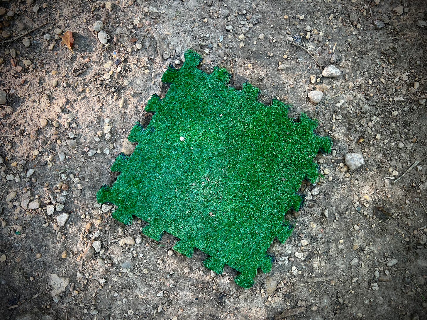 Astroturf fragment on pavement