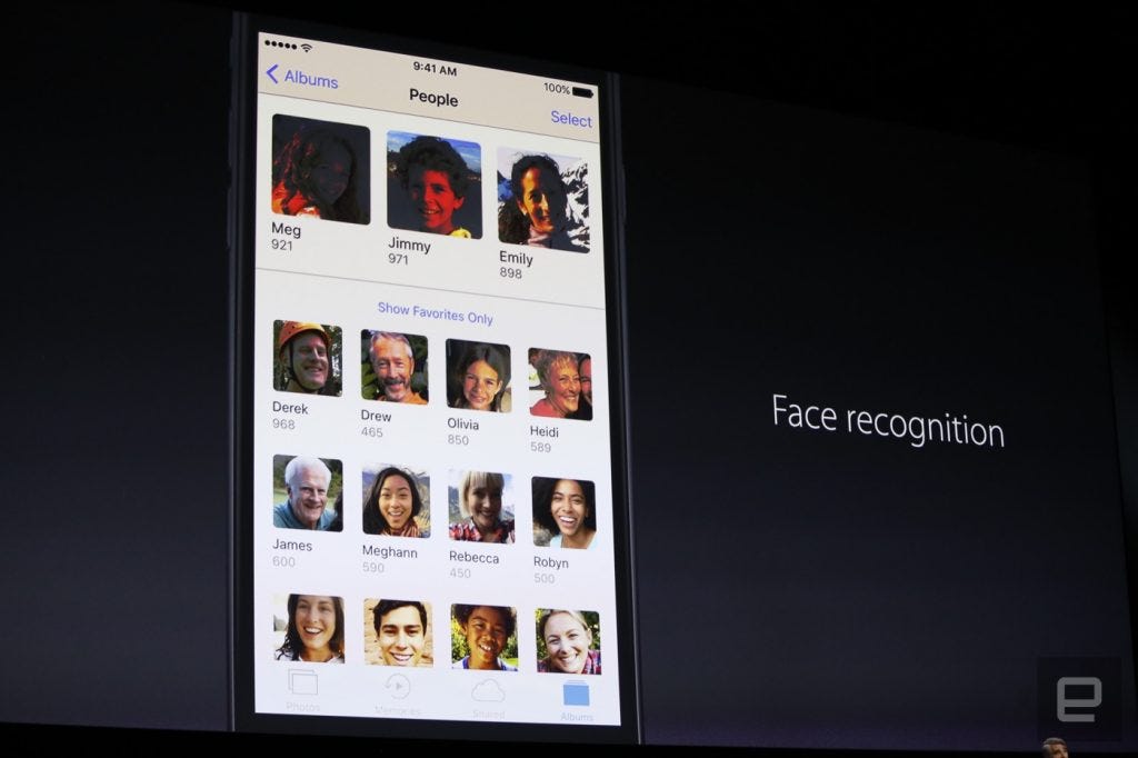 Face recognition của ứng dụng mặc định Photo trên iOS