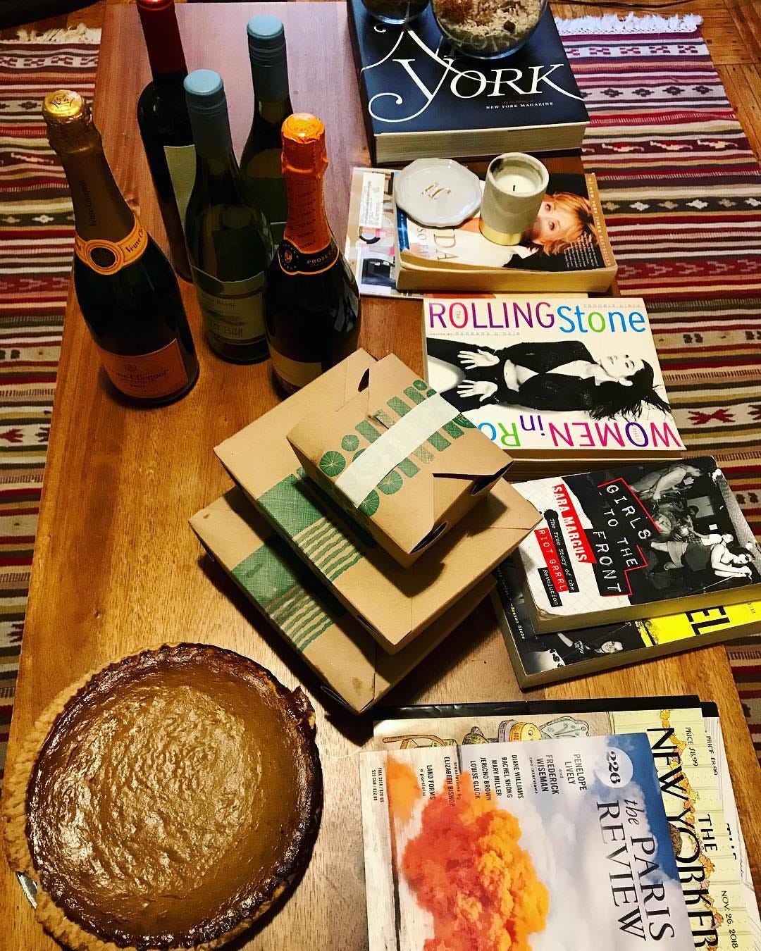 a chaotic thanksgiving spread that is mostly alcohol and takeout a chaotic thanksgiving spread that is mostly alcohol and takeout