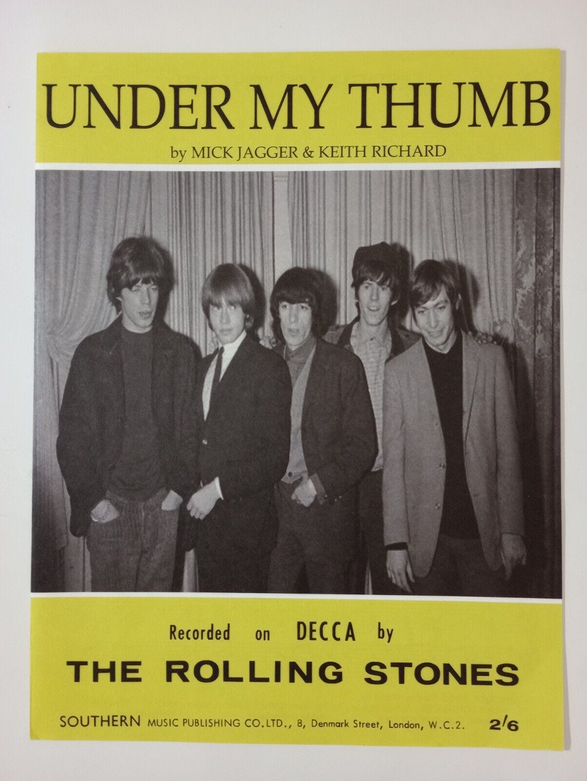 Rolling Stones - Under My Thumb - Sheet Music - Song Book - Reproduction  Copy
