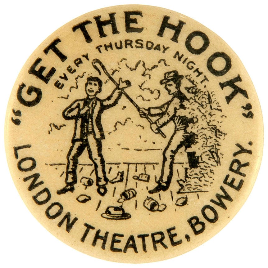 Hake's - HISTORIC VAUDEVILLE ITEM PAIR REFERENCING "GET THE HOOK."