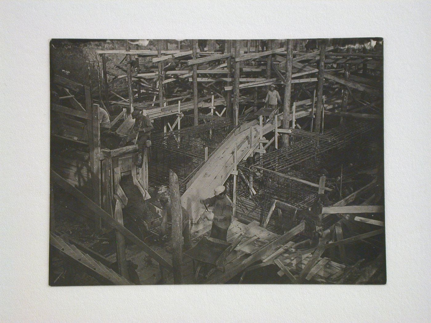 View of the Building of Industry construction site showing cement pouring, Sverdlovsk, Soviet Union (now Ekaterinburg, Russia)