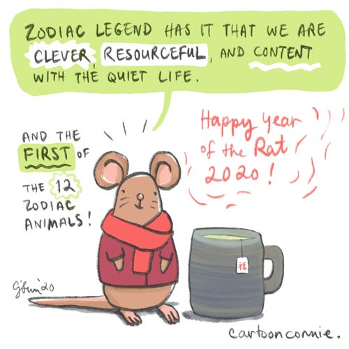 sketchbook, comics, chinese new year, year of the rat, spring festival, illustration, connie sun, cartoonconnie
