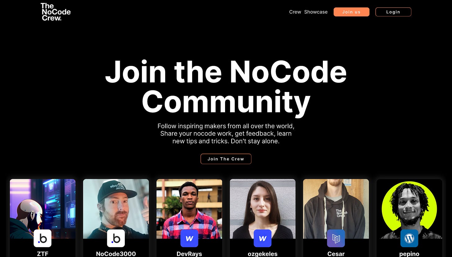 The No Code Crew bubble app