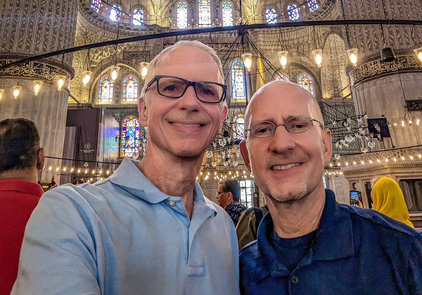 Brent and Michael inside the Blue Mosque