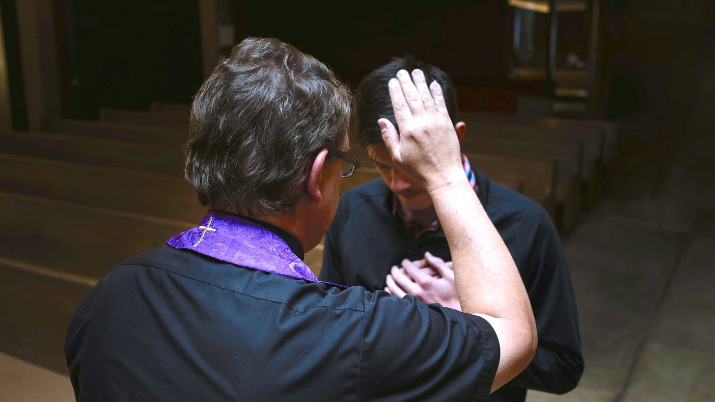 Man confession to priest in church