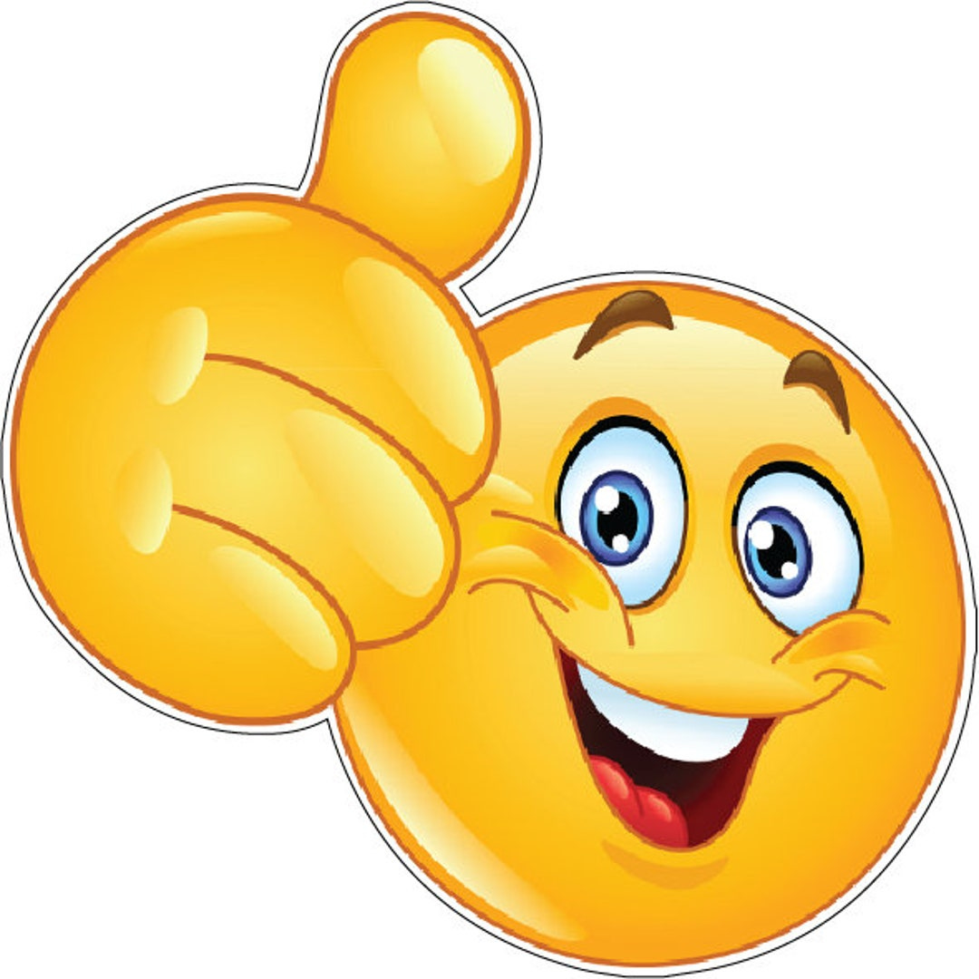 Smiley Face Emoji Thumbs up Happy Emotion Encouraging Expression Cute  Digital Connection Vinyl Sticker Decal for Laptop, Car Bumper, Helmet -  Etsy ...