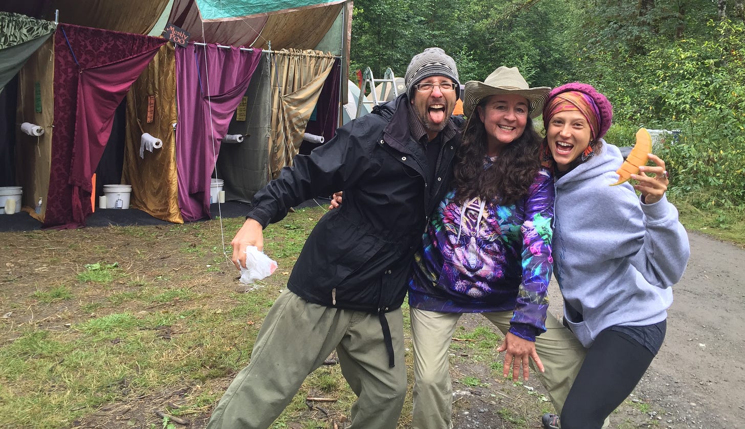 compost toilet crew at music festival