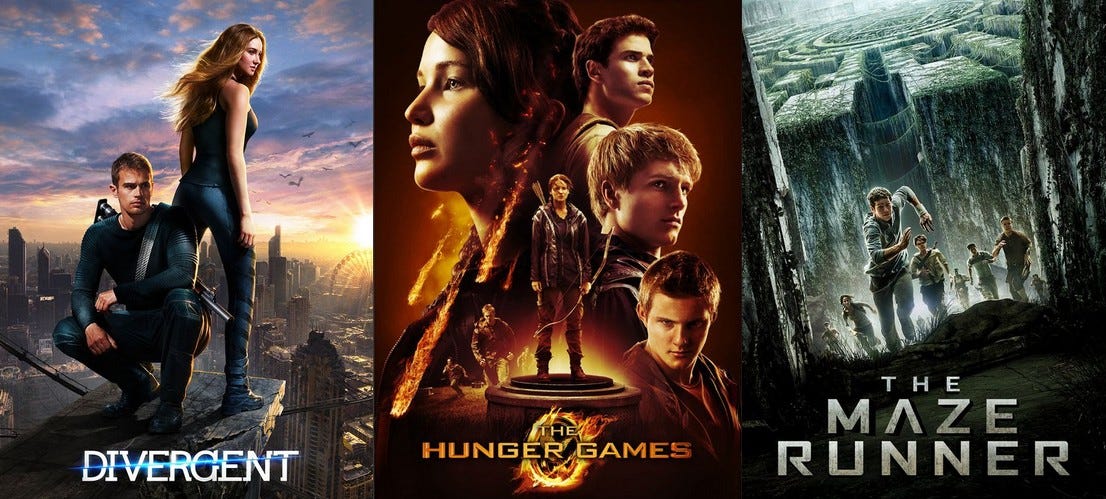Divergente, Hunger Games et Le Labyrinthe, trois saga de Young Adult qui cartonnent