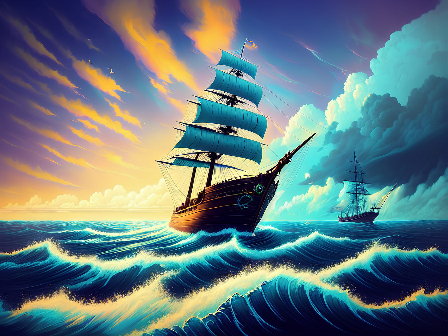 Bu görseli, bu bültenin sponsoru olan Stockimg AI’da ürettim. Prompt: “A ghost ship, sailing through luminous backlit clouds, in style of Cyril Rolando.”