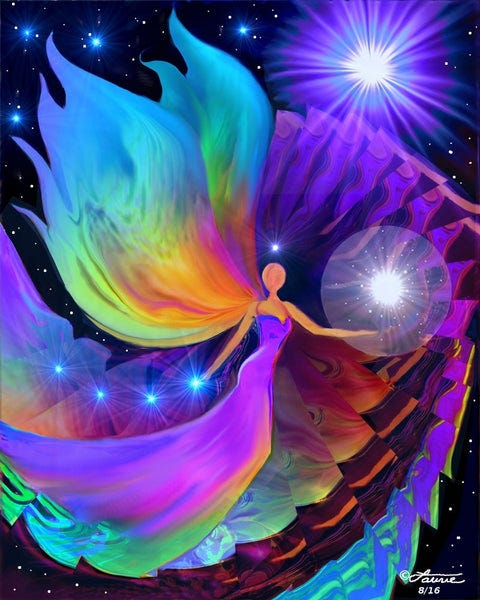 Rainbow Metaphysical Art Print by Primal Painter, Reiki-Infused - "The
