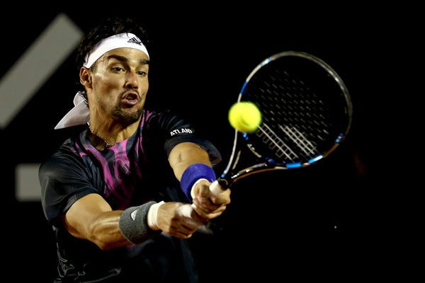 fabio fognini hitting rafael nadals balls 2015