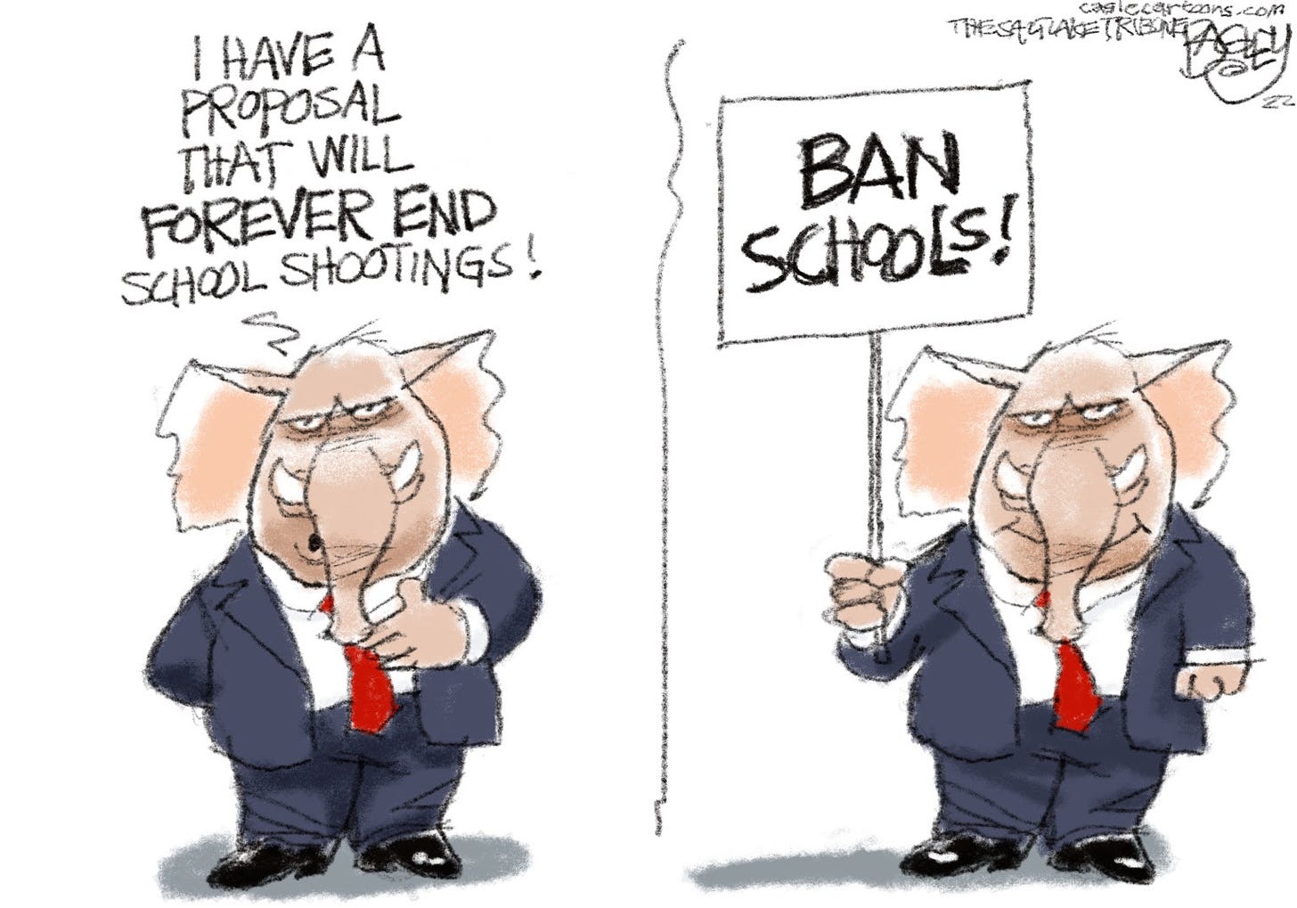 Republicans refuse to ban guns behind mass shootings but cut funding for schools