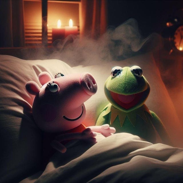 r/weirddalle - Kermit cheated on Miss Piggy again