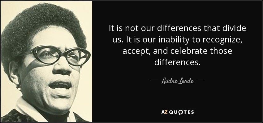 Audre Lorde quote: It is not our differences that divide us. It is...