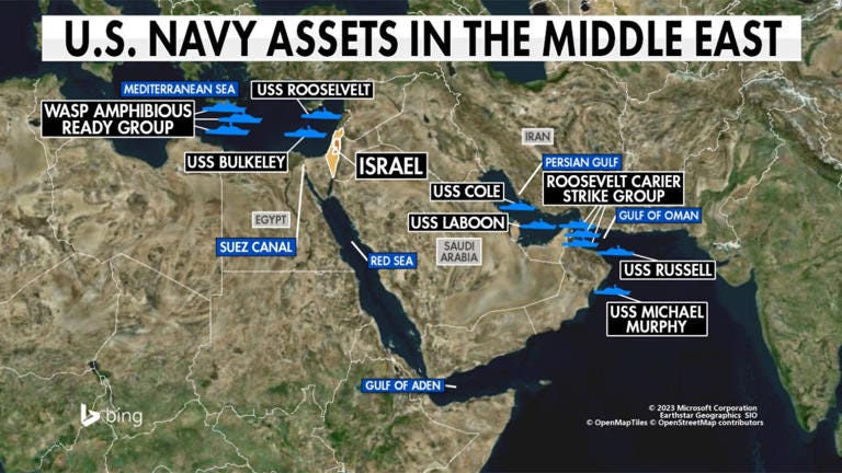 A map depicting U.S. Navy assets stationed in the Middle East. Fox News