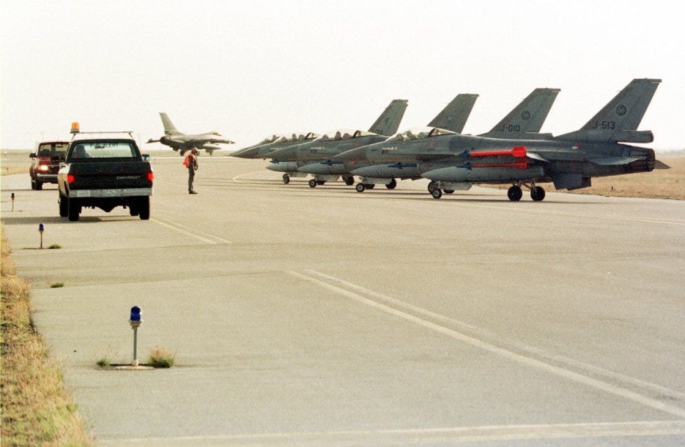 F-16s parked at NAS Keflavik.