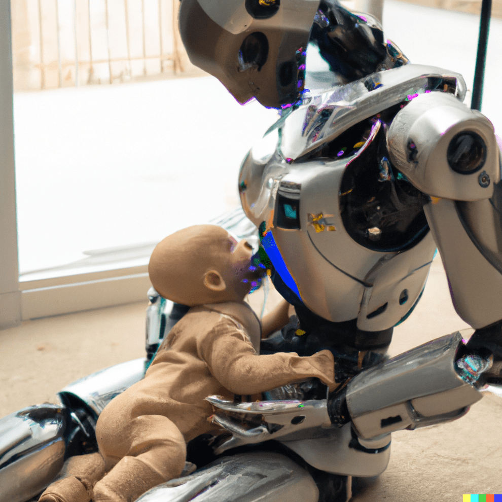 DALLE-2 Prompt: “A Boston Dynamics robot breast feeding a baby boy.”