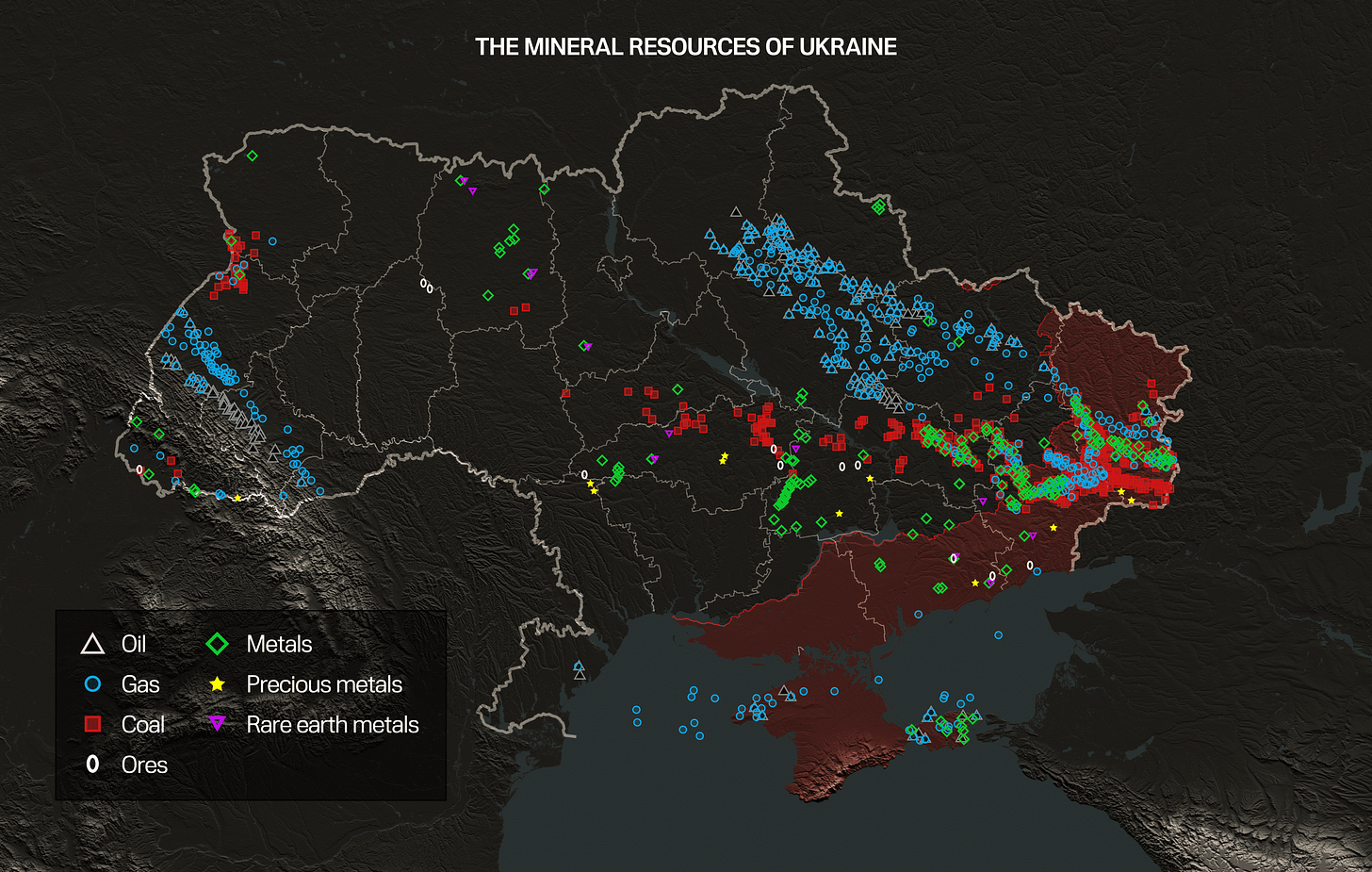 A map provided by Ukrainian group UnitedMedia 24 shows the location of critical mineral resources across the country